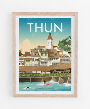 Thun-Poster, in einem Holzrahmen präsentiert